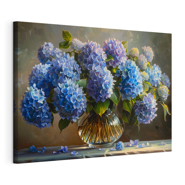 Cuadros Cuadros Un cuadro de flores azules en un jarrón de cristal (SKU: s38697)