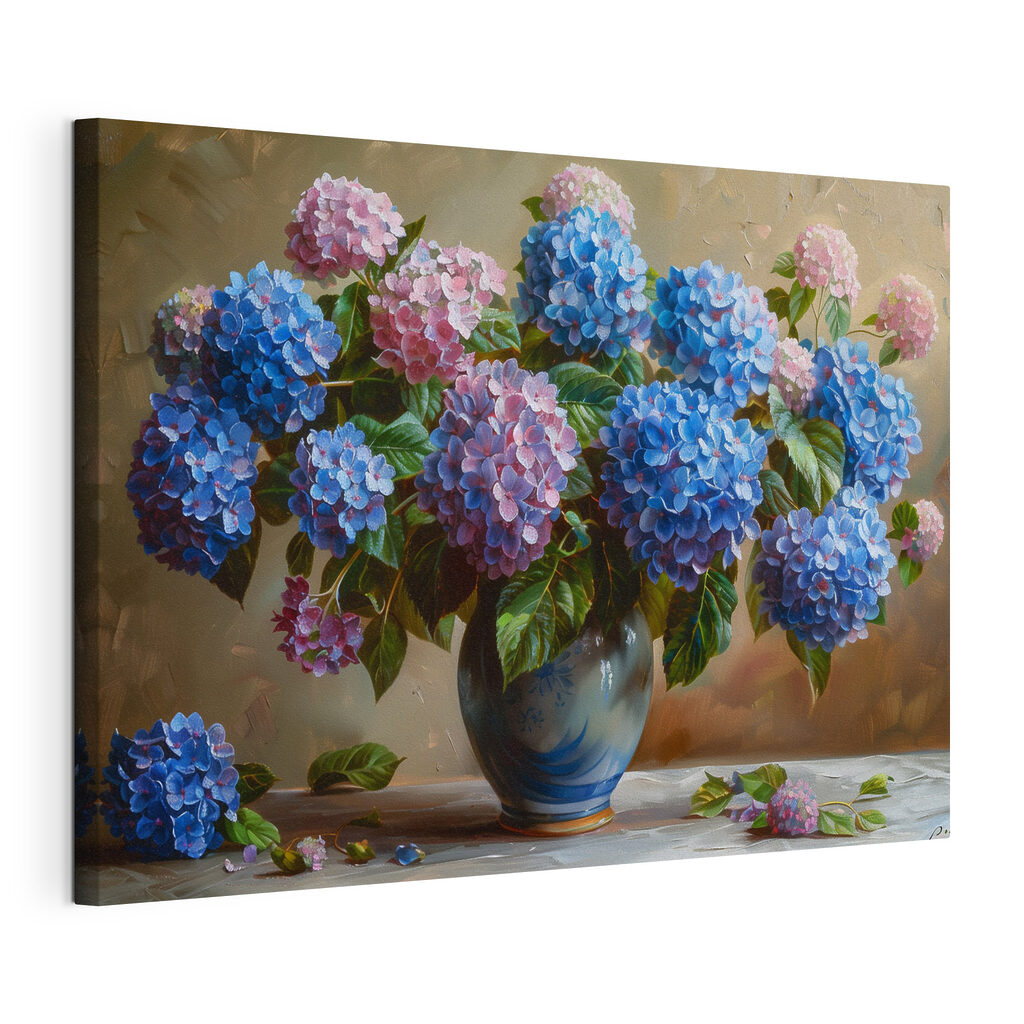 A painting of flowers in a vase