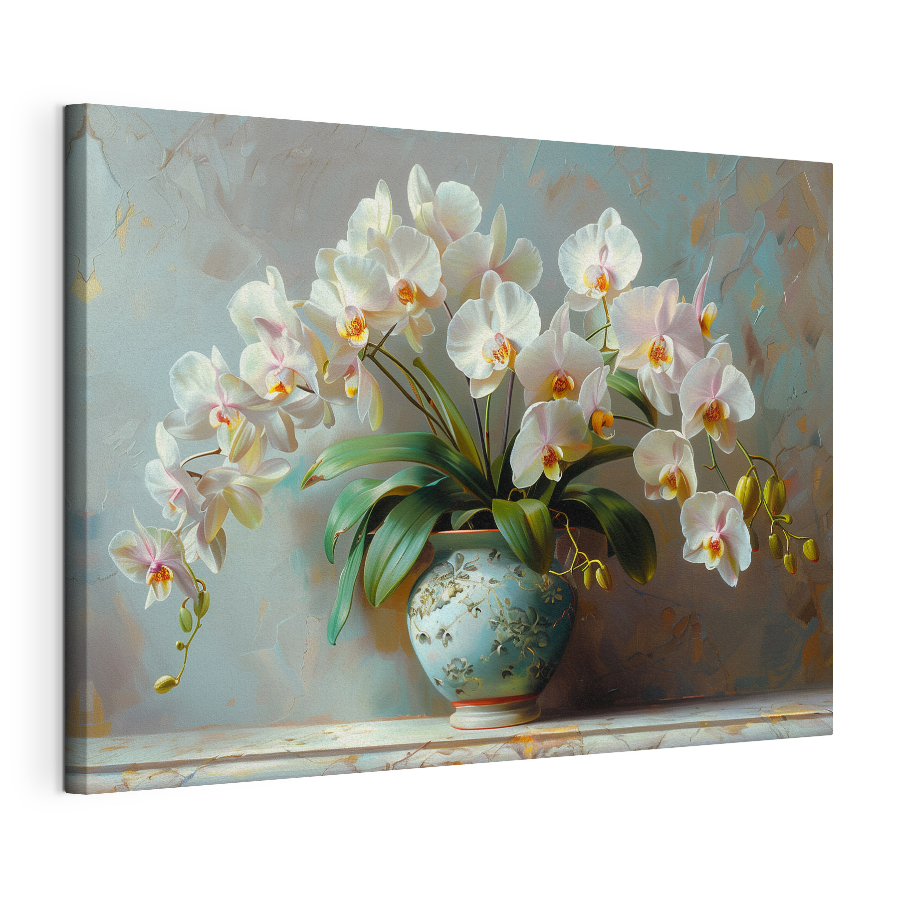 A white flowers in a blue vase A white flowers in a blue vase