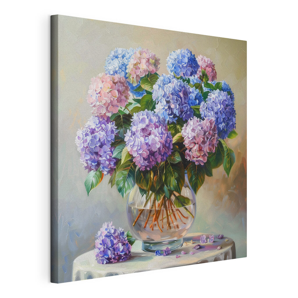 A painting of flowers in a vase