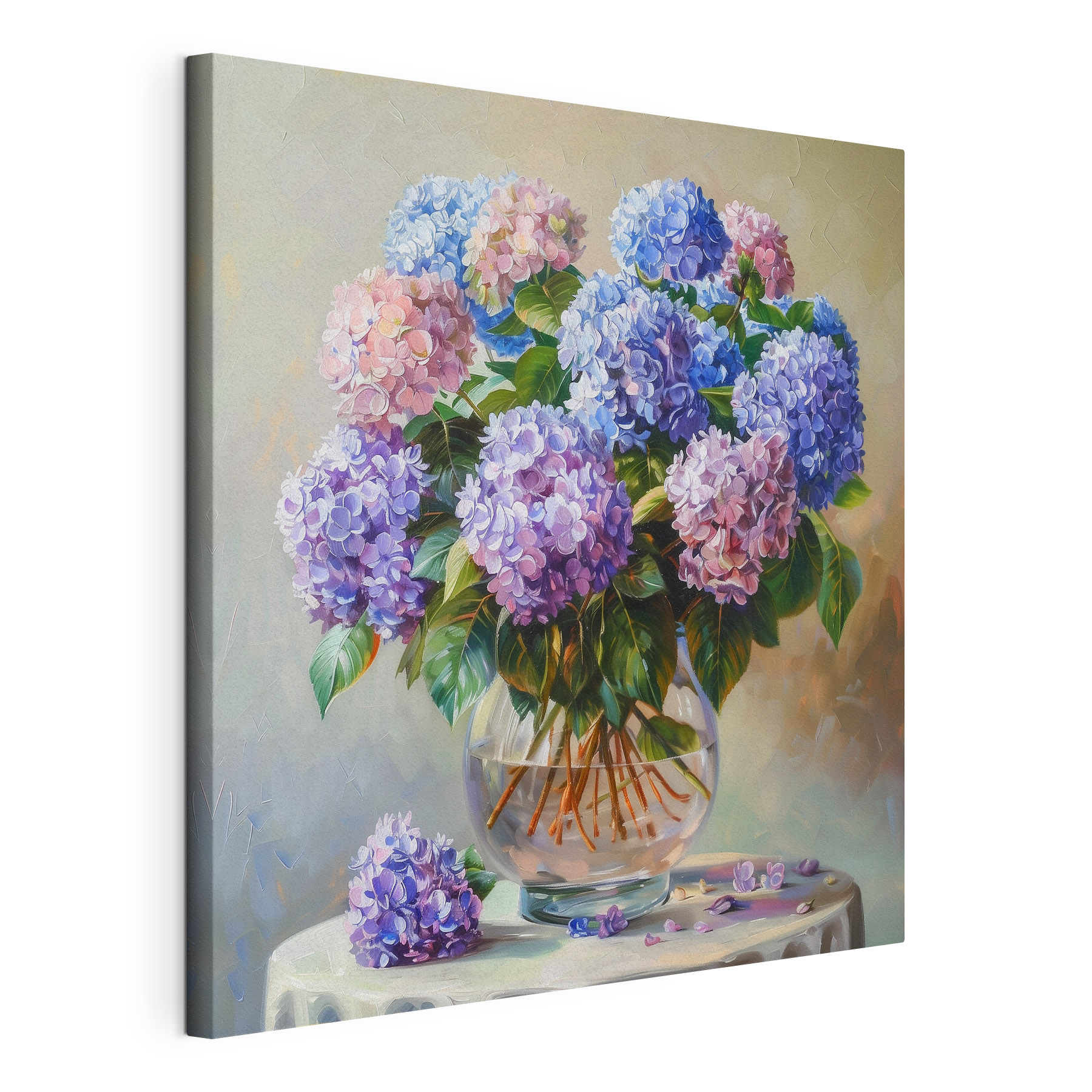 A painting of flowers in a vase