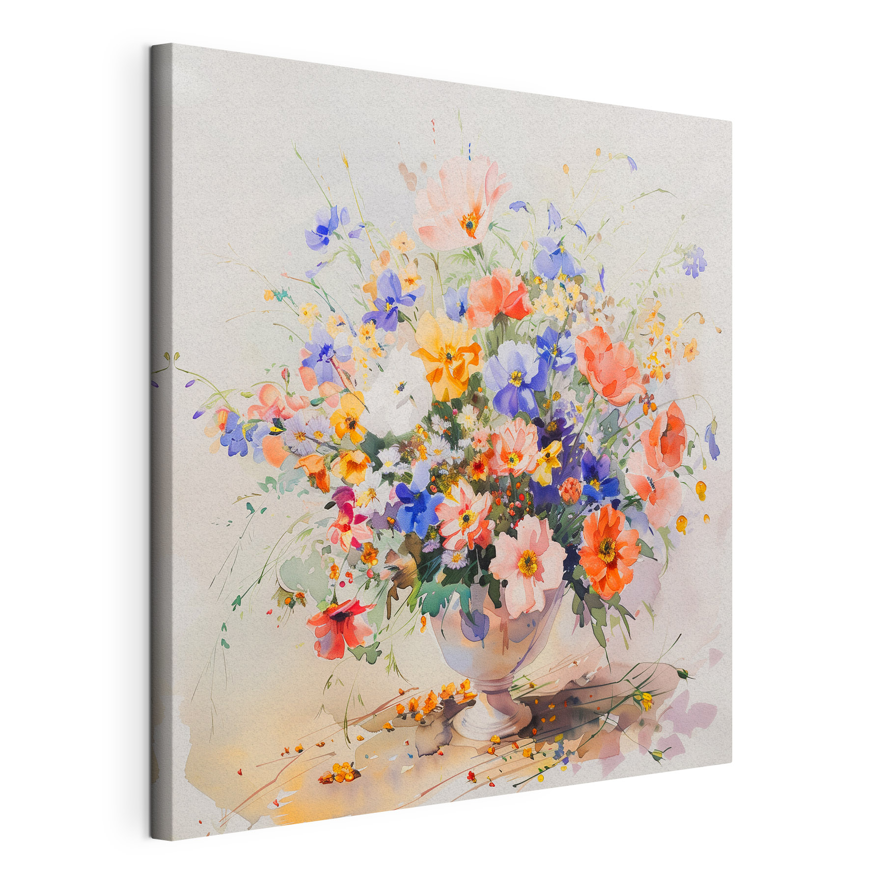 A watercolor of a vase of flowers A watercolor of a vase of flowers
