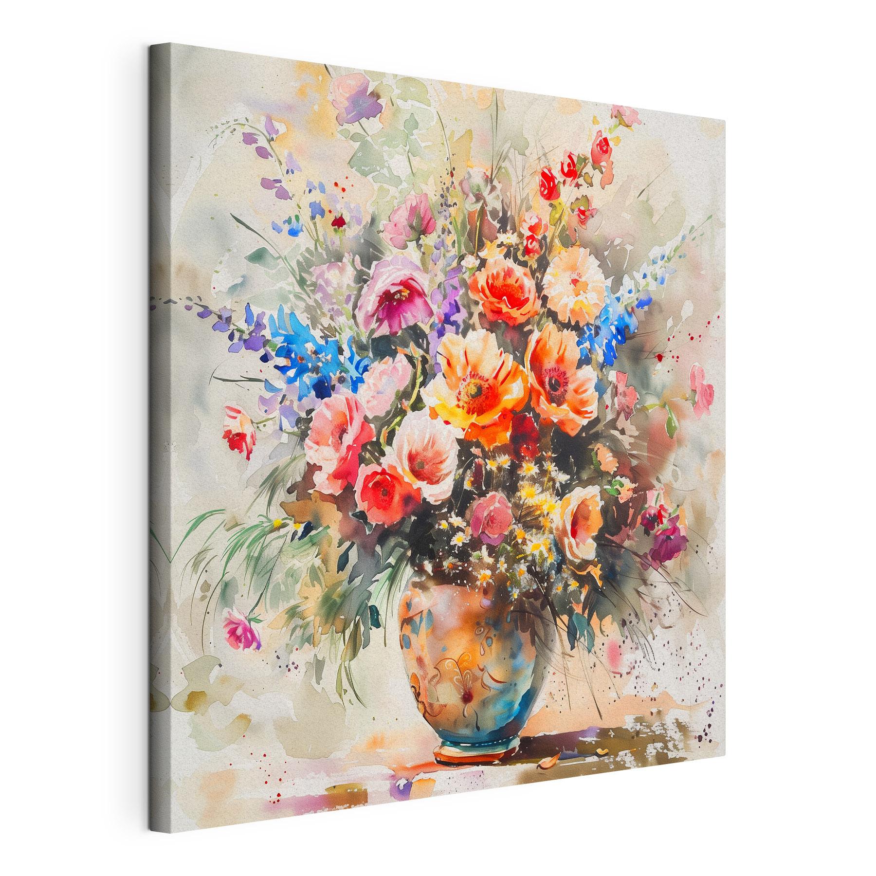 A watercolor of a vase of flowers A watercolor of a vase of flowers