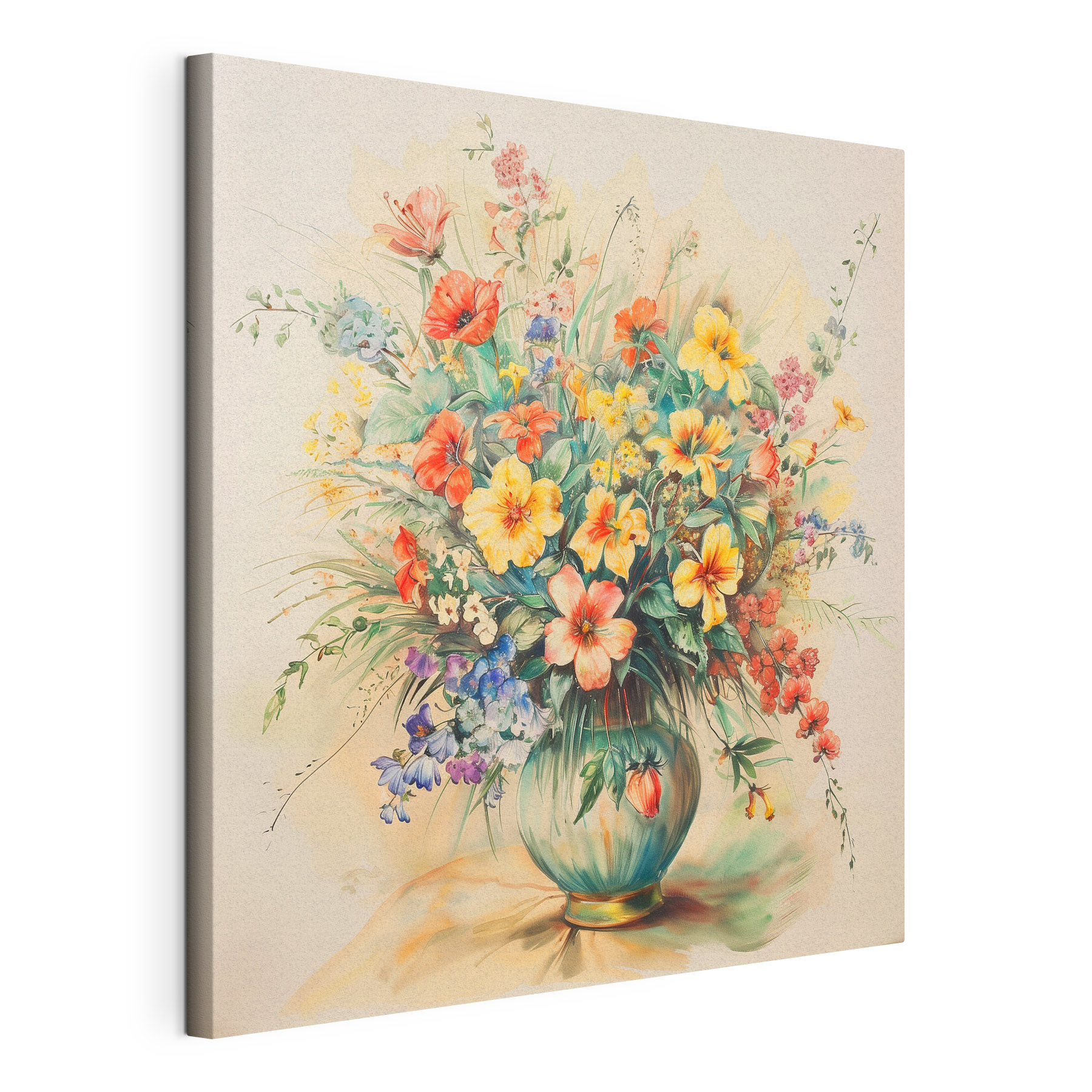 A painting of flowers in a vase A painting of flowers in a vase