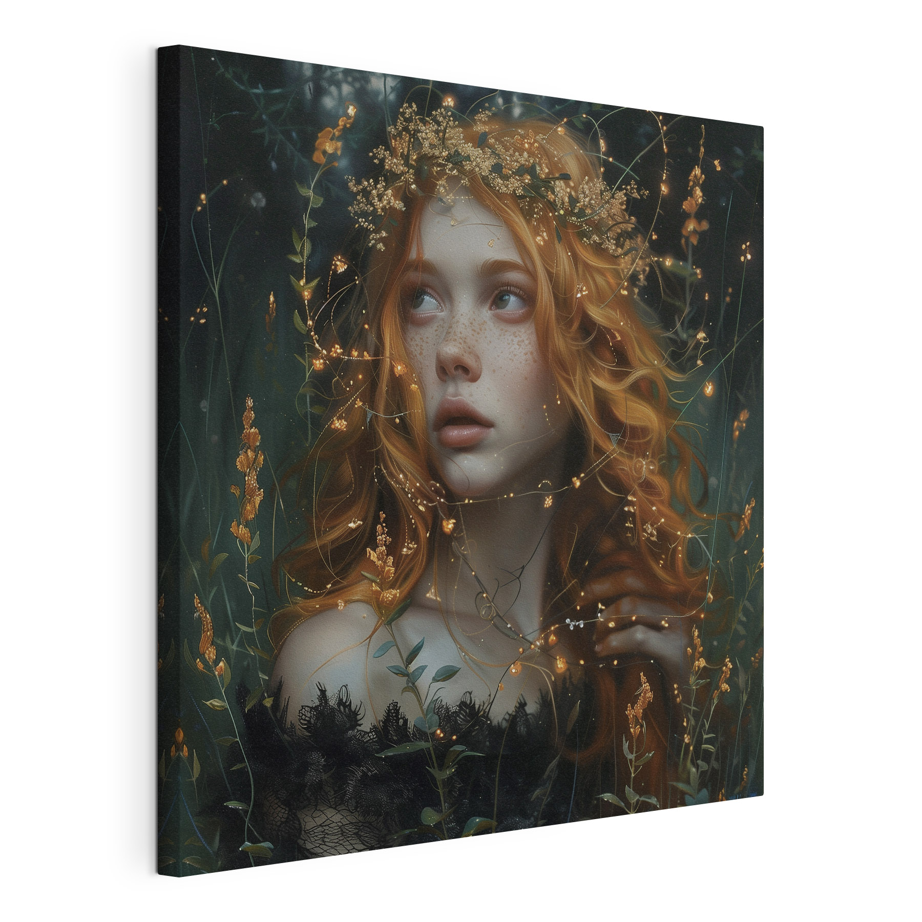 Forest enchantress amidst glowing lights Forest enchantress amidst glowing lights