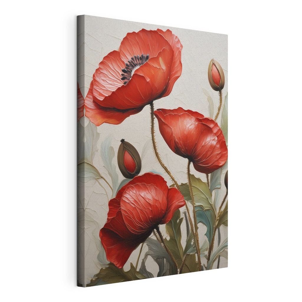 A painting of red flowers A painting of red flowers