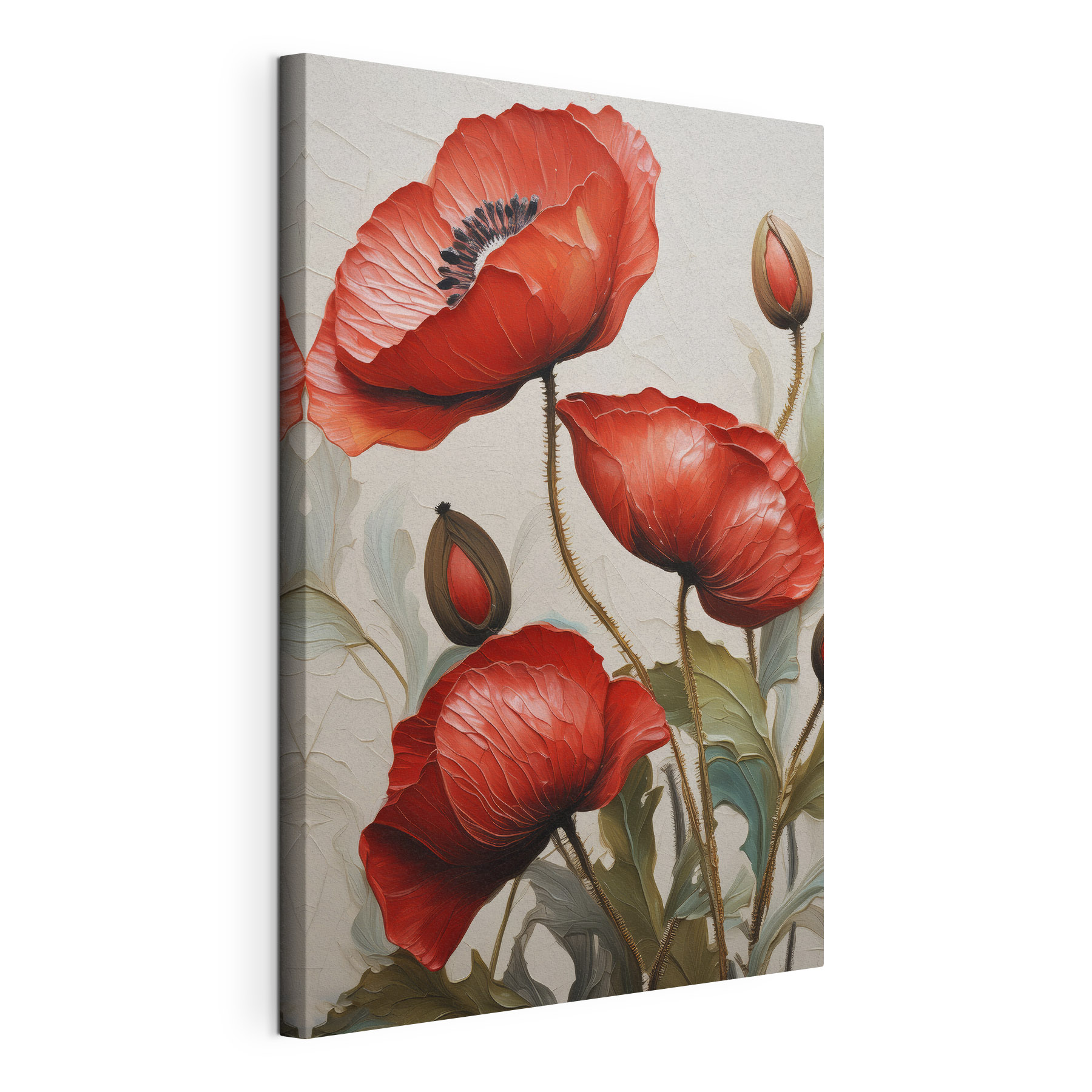A painting of red flowers A painting of red flowers
