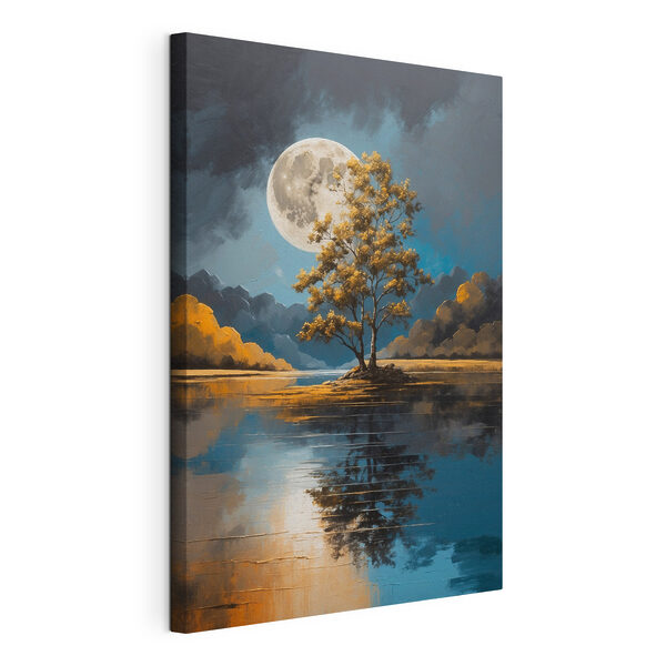 Cuadros Un árbol junto a un lago con la luna llena al fondo (SKU: s38739) Cuadros Cuadros Un árbol junto a un lago con la luna llena al fondo (SKU: s38739)