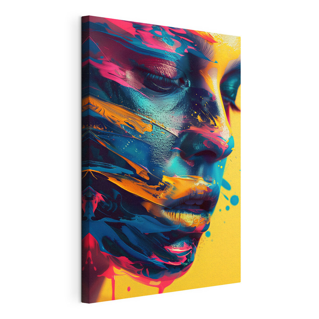 Vibrant colors blend on a face