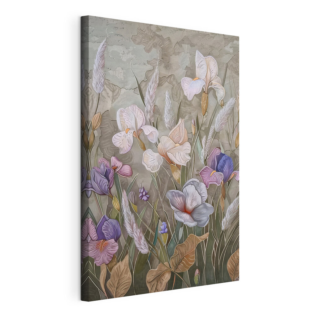 A painting of flowers and grass A painting of flowers and grass