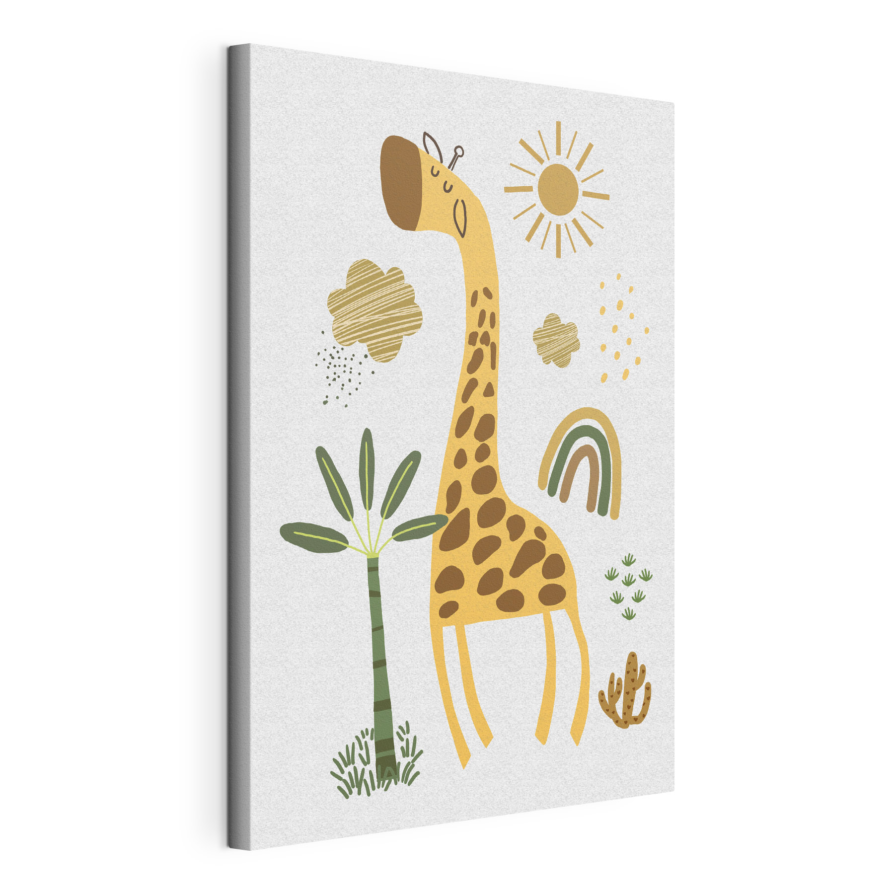 A giraffe with a tree and rainbow A giraffe with a tree and rainbow