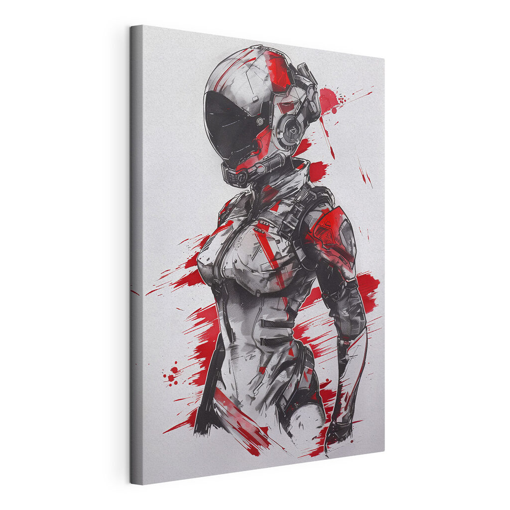 A drawing of a woman wearing a helmet A drawing of a woman wearing a helmet