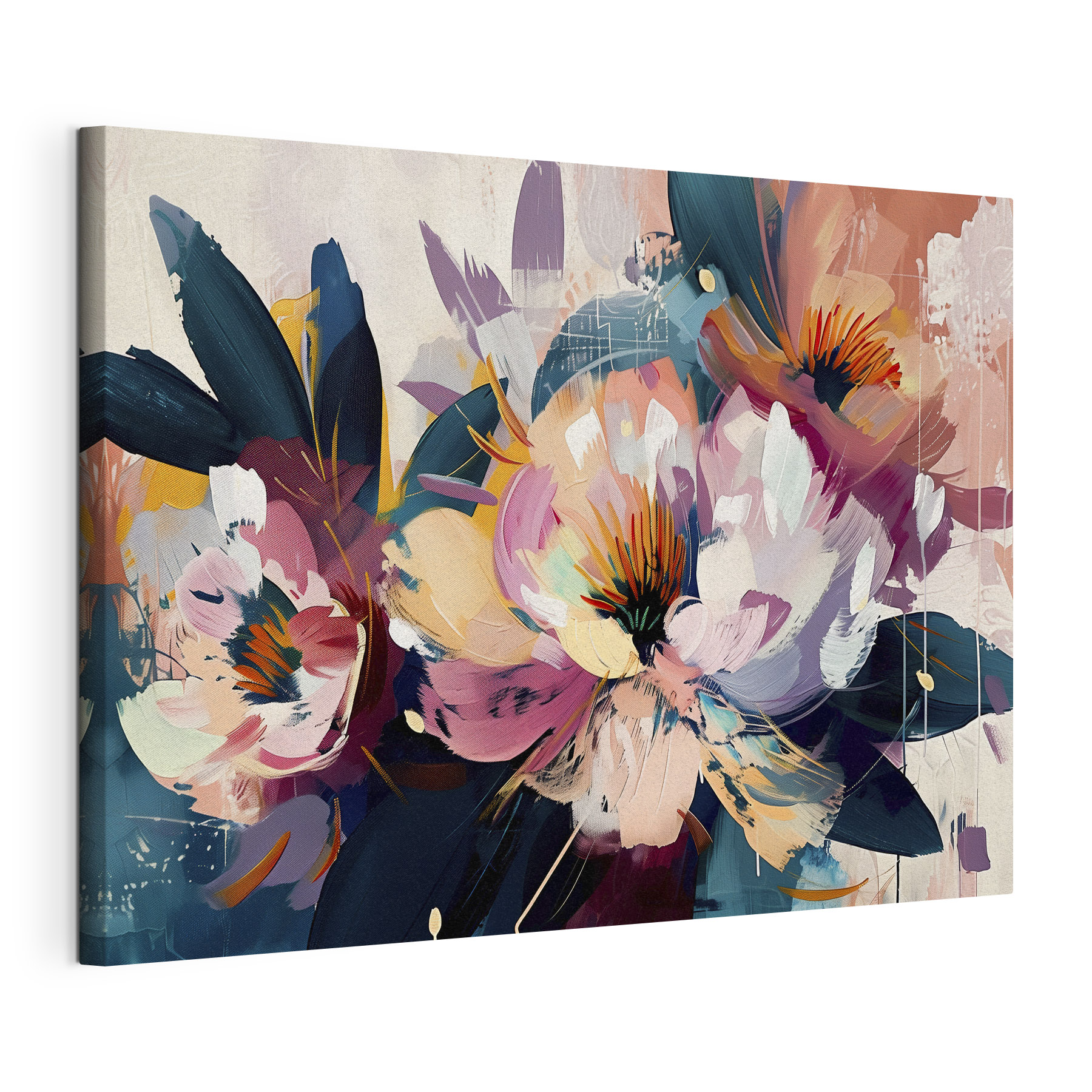 A painting of flowers and leaves A painting of flowers and leaves