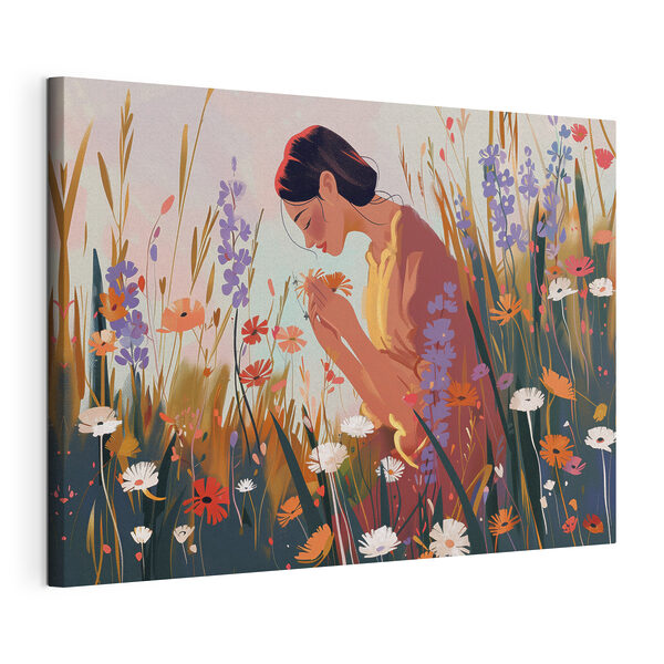 Cuadros Cuadros Una mujer que huele las flores (SKU: s38801)