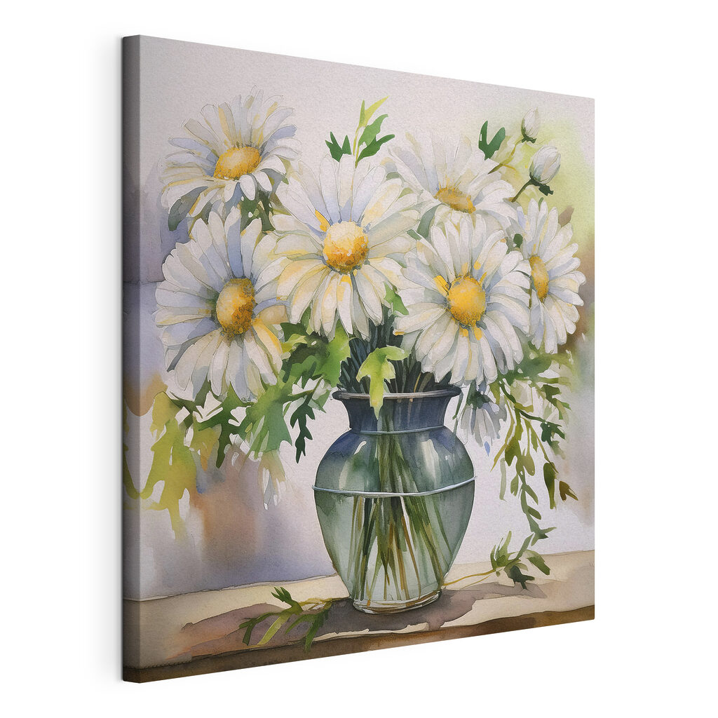 A watercolor of a vase of flowers