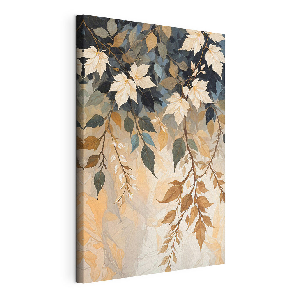 A painting of leaves on a branch A painting of leaves on a branch