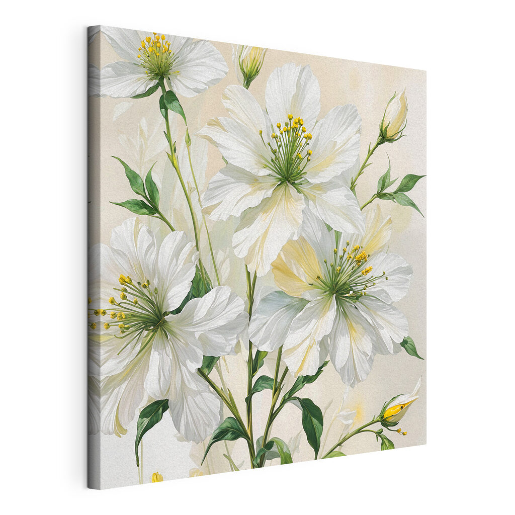 A painting of white flowers