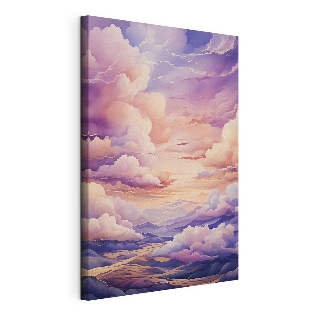 A painting of clouds and mountains A painting of clouds and mountains