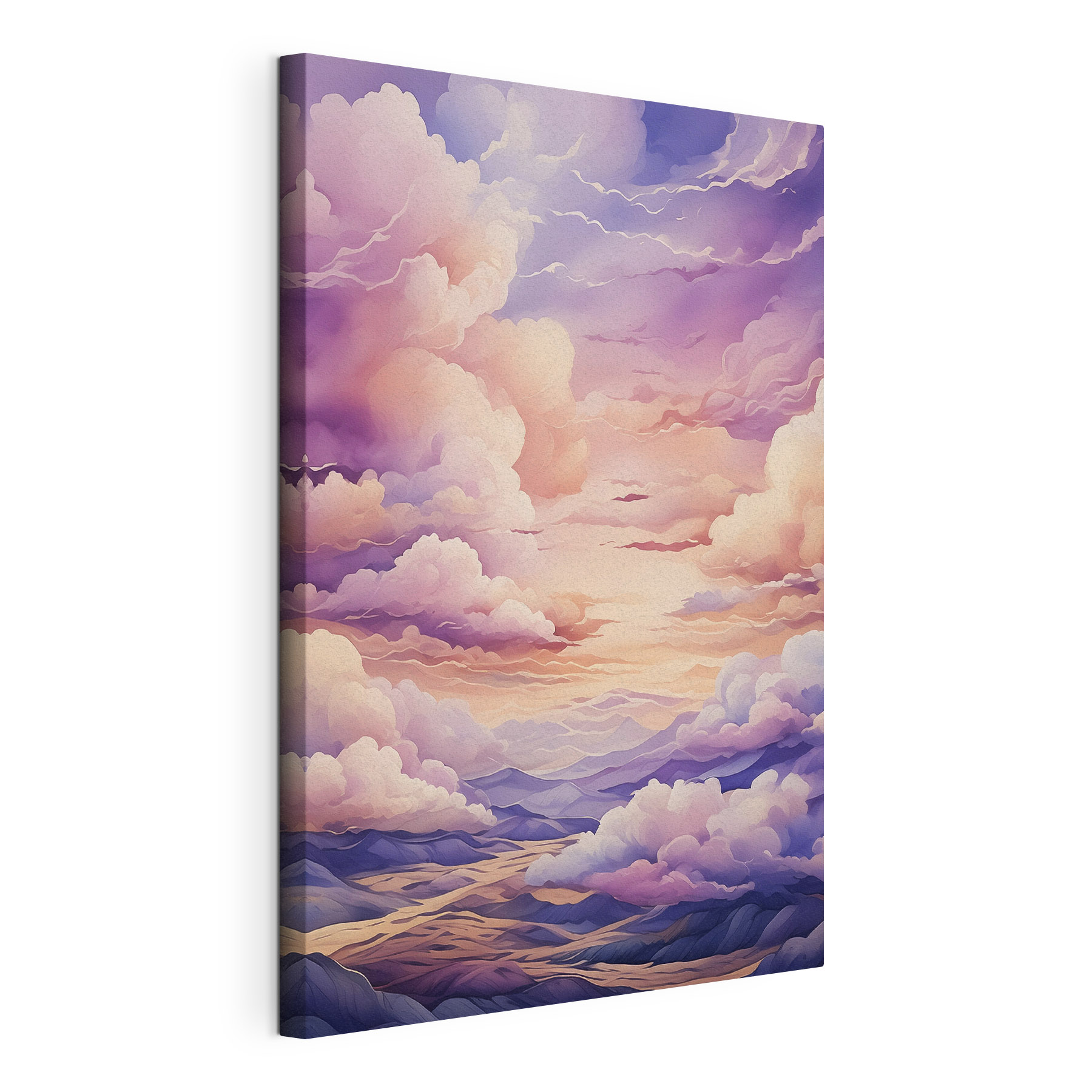 A painting of clouds and mountains A painting of clouds and mountains