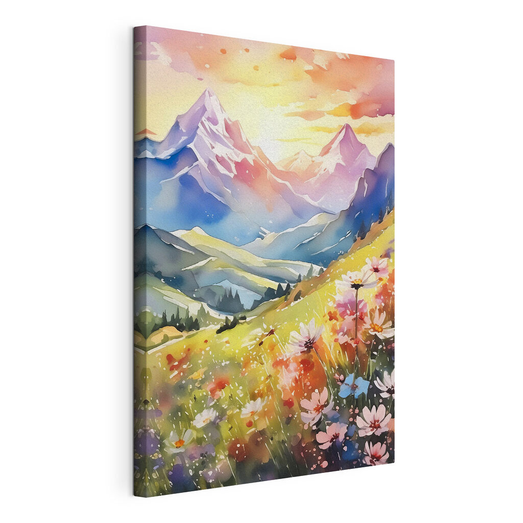 A painting of a mountain range