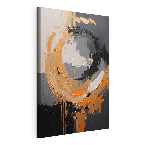 Cuadros Un cuadro en el que se ve un círculo pintado con colores naranja y gris (SKU: s38853) Cuadros Cuadros Un cuadro en el que se ve un círculo pintado con colores naranja y gris (SKU: s38853)