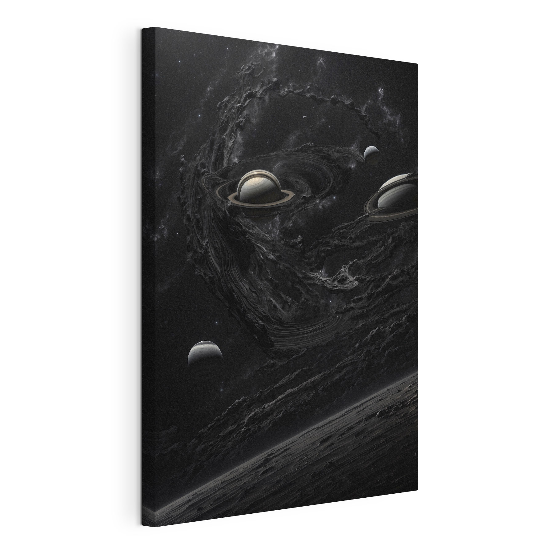 Planets in space with planets and stars