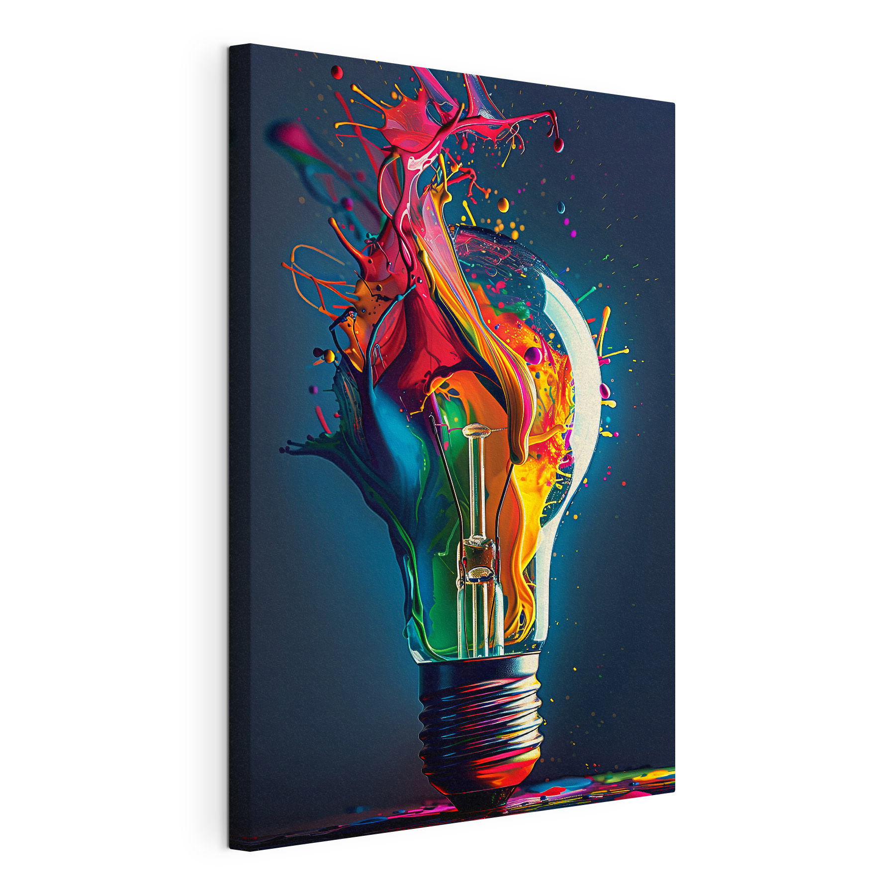 A light bulb with colorful paint splashing A light bulb with colorful paint splashing