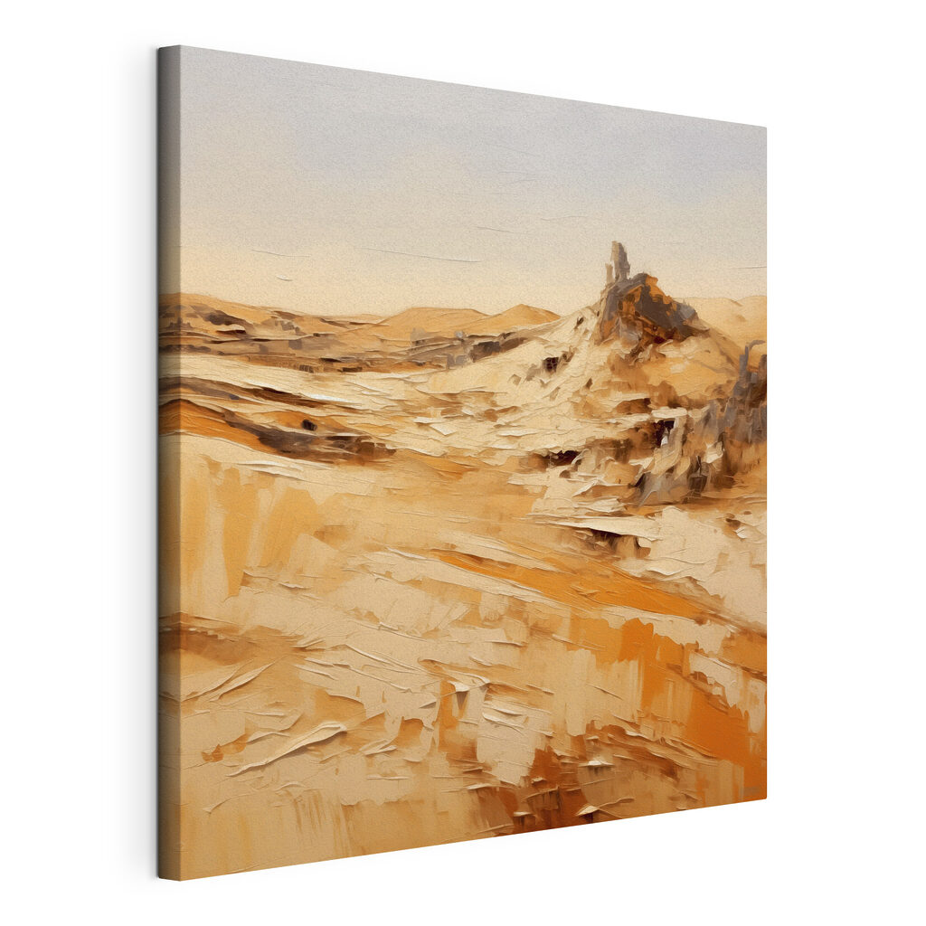 A desert landscape with sand and rocks A desert landscape with sand and rocks