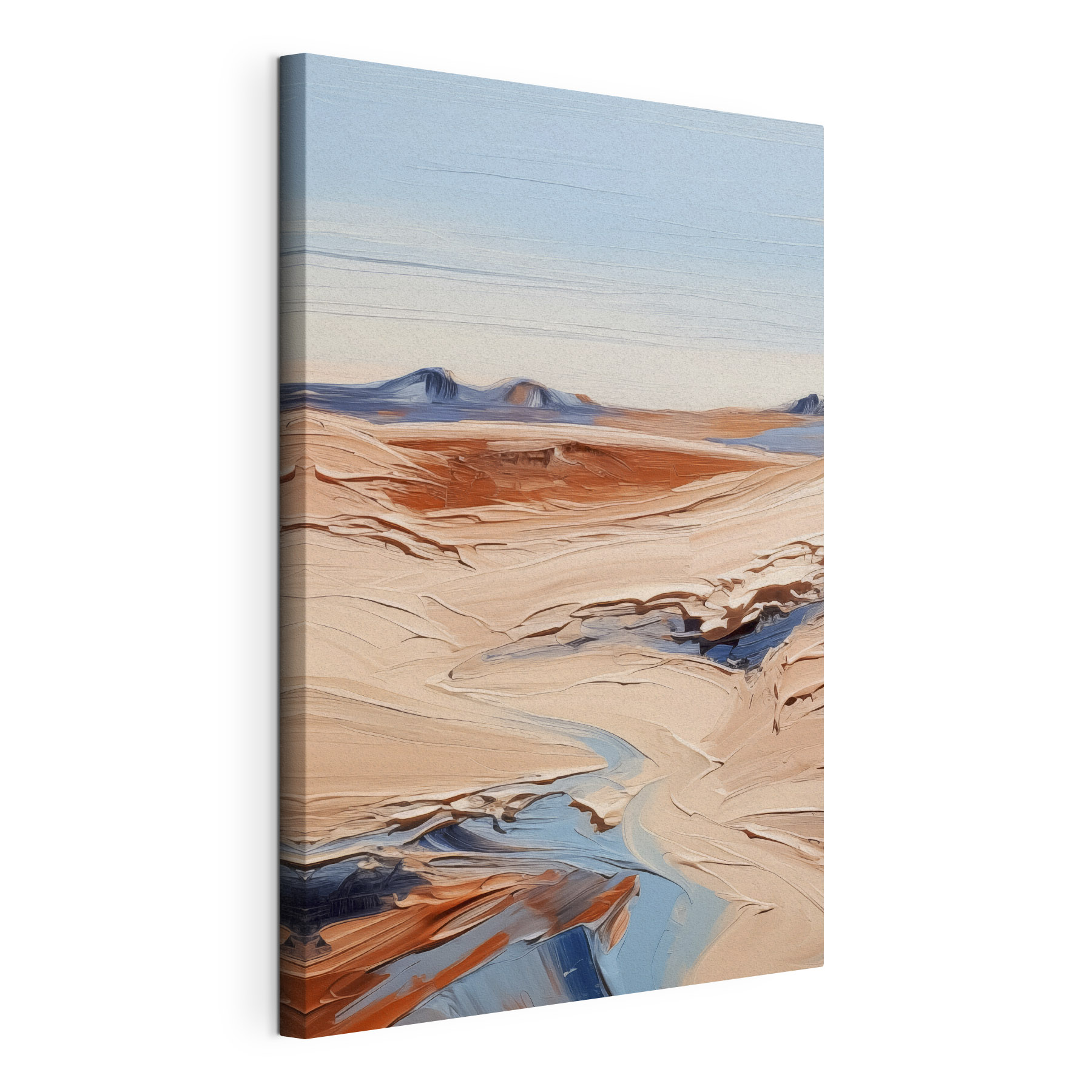 A desert landscape with mountains and blue sky A desert landscape with mountains and blue sky