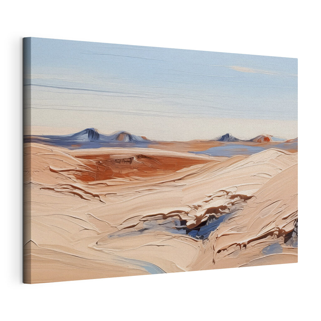 A desert landscape with mountains and blue sky