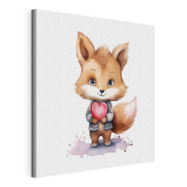 Cuadros Cuadros Una acuarela de un zorro sosteniendo un corazón (SKU: s38921)