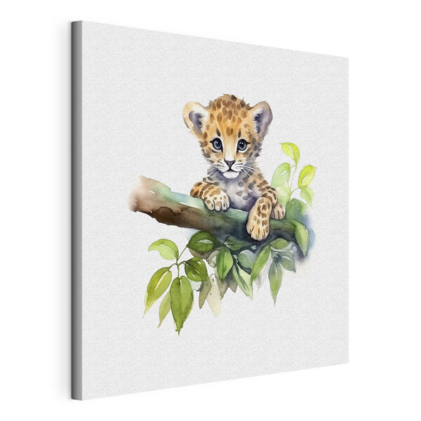 Cuadros Una acuarela de un leopardo bebé en la rama de un árbol (SKU: s38922) Cuadros Cuadros Una acuarela de un leopardo bebé en la rama de un árbol (SKU: s38922)