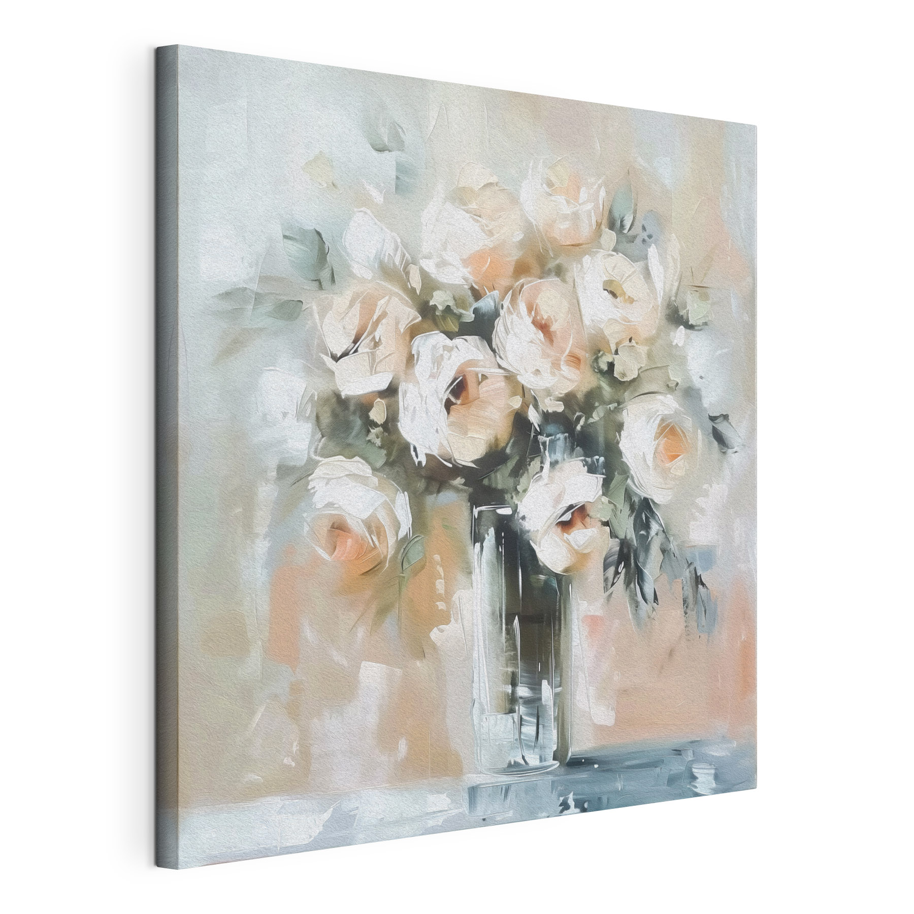 A painting of flowers in a vase A painting of flowers in a vase