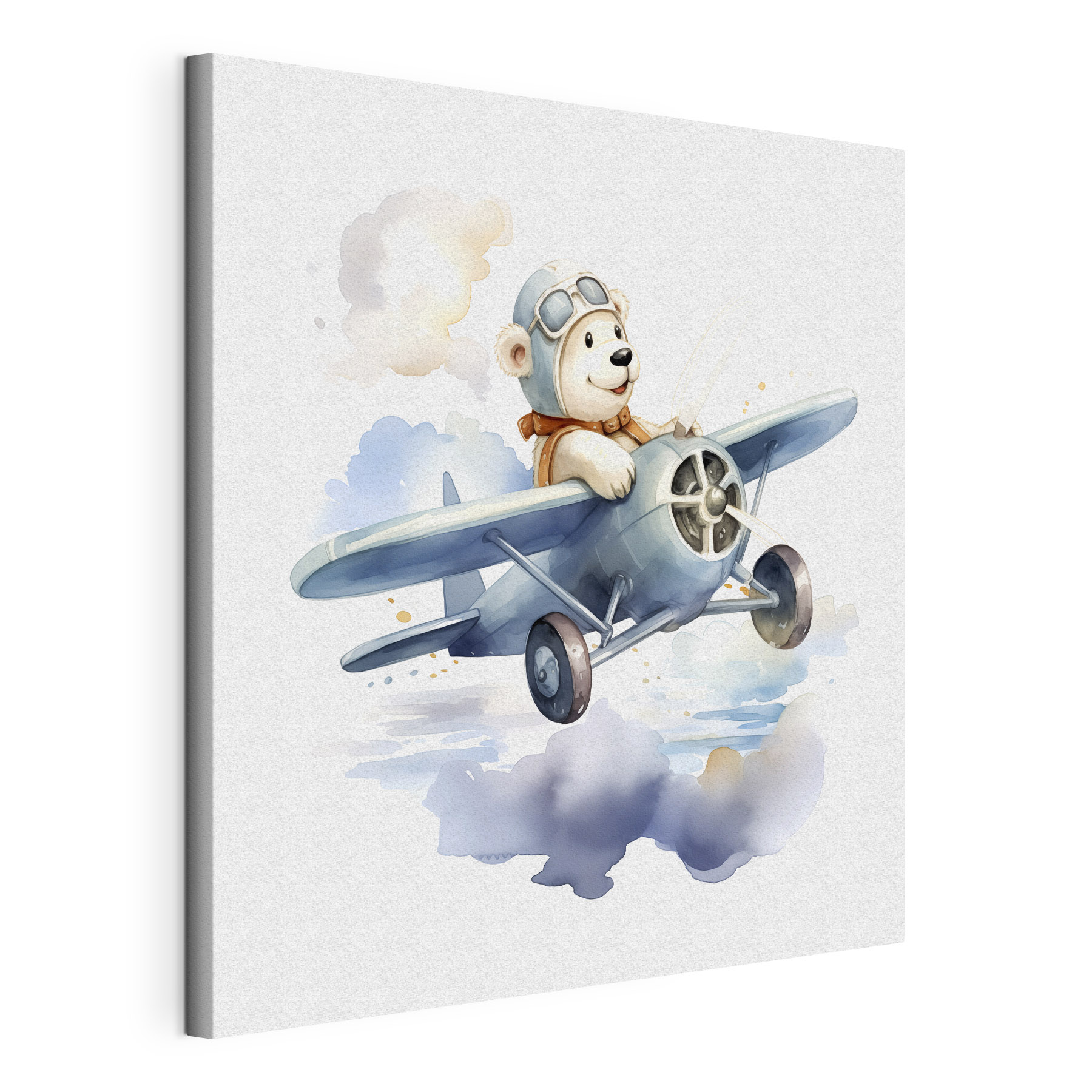 A cartoon bear in a pilot hat flying in an airplane A cartoon bear in a pilot hat flying in an airplane