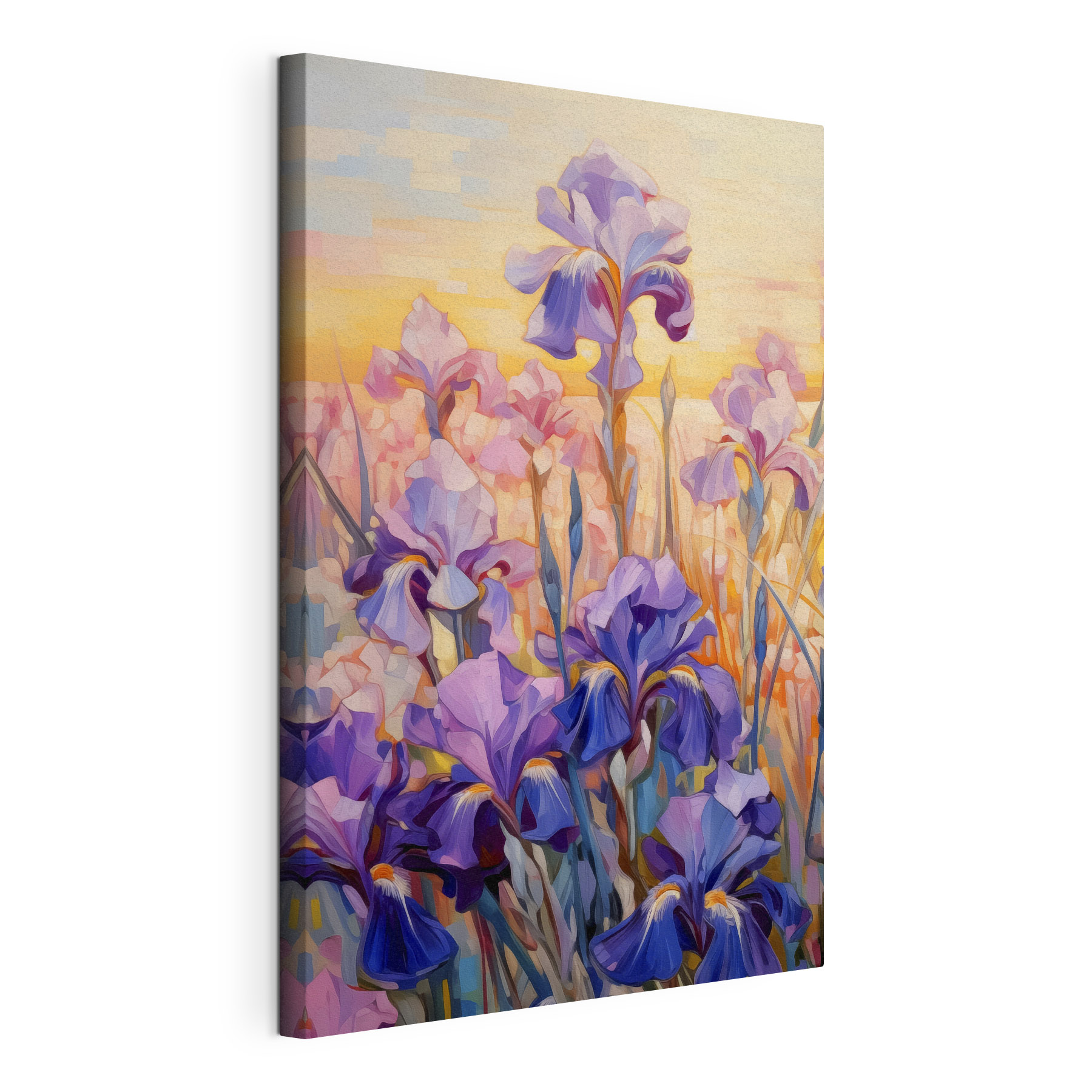 A painting of purple flowers