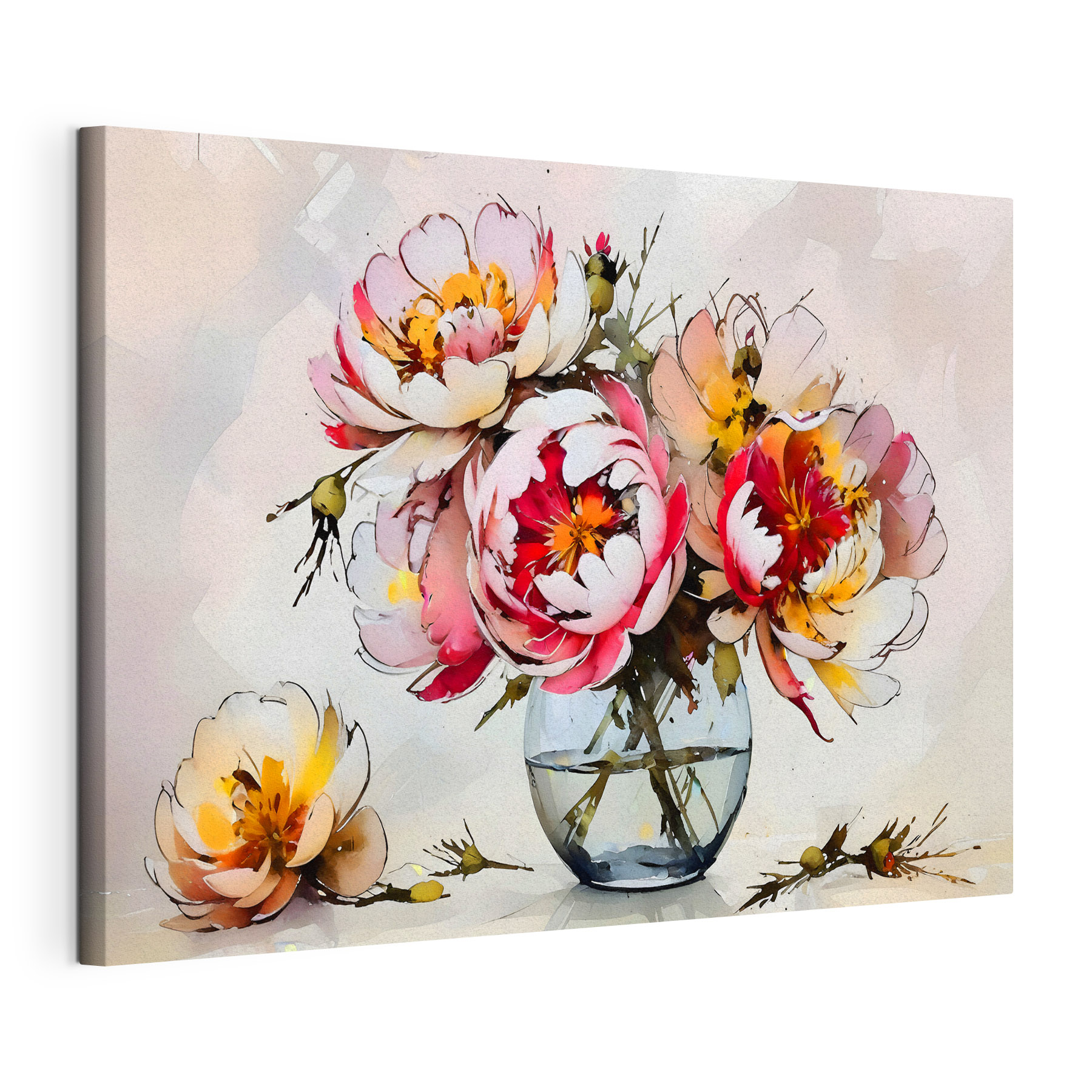 A painting of flowers in a vase A painting of flowers in a vase