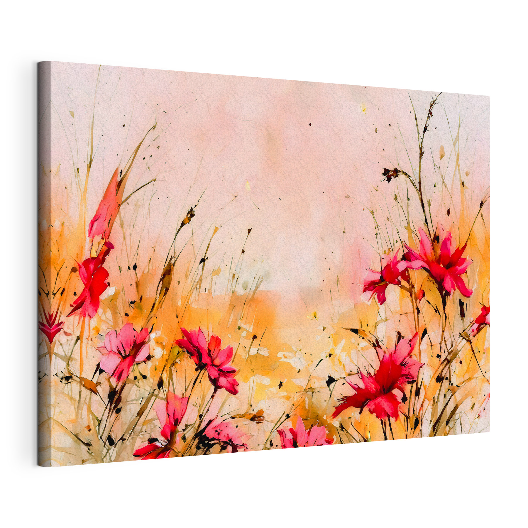 A painting of flowers and grass