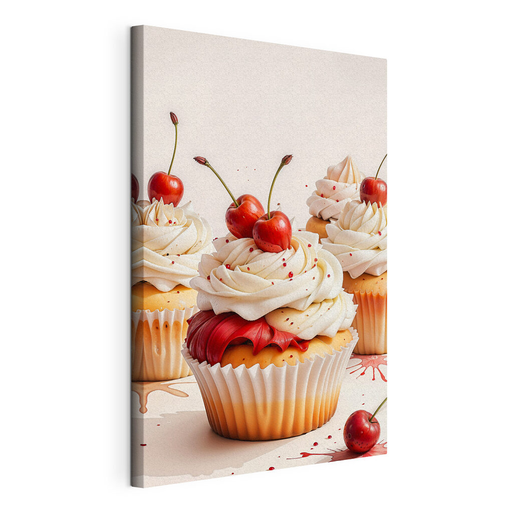 A group of cupcakes with cherries on top A group of cupcakes with cherries on top