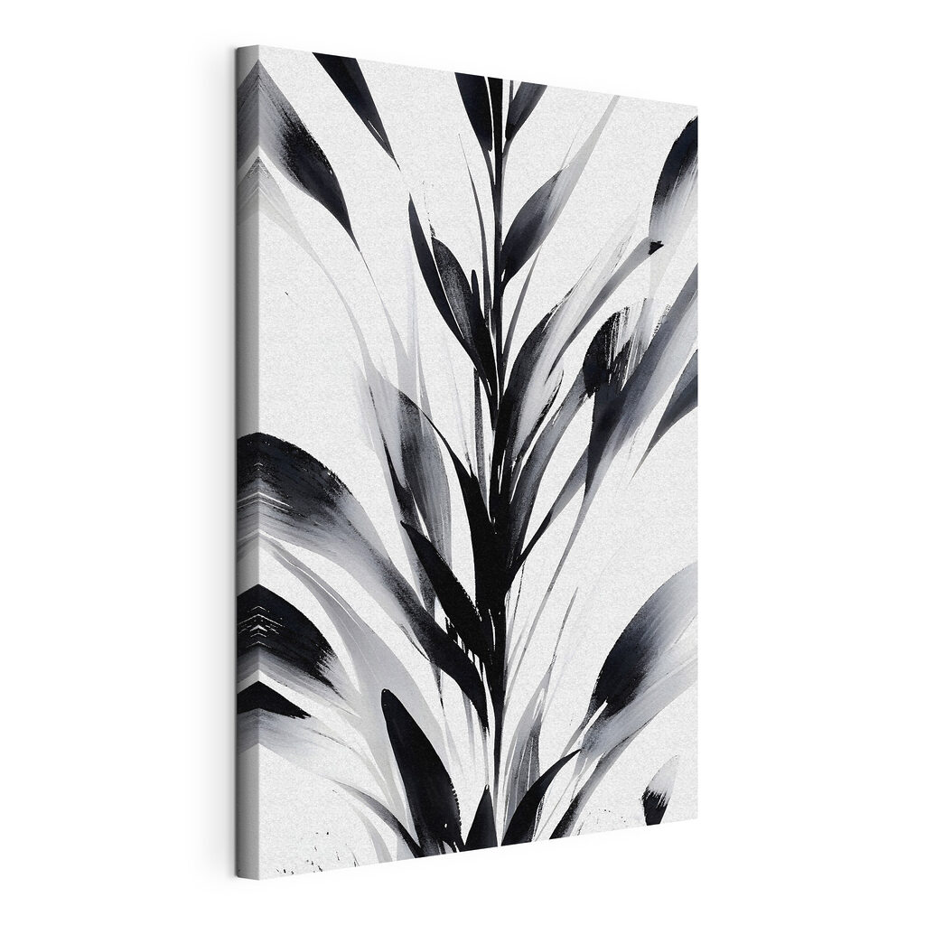 A black and white image of a plant