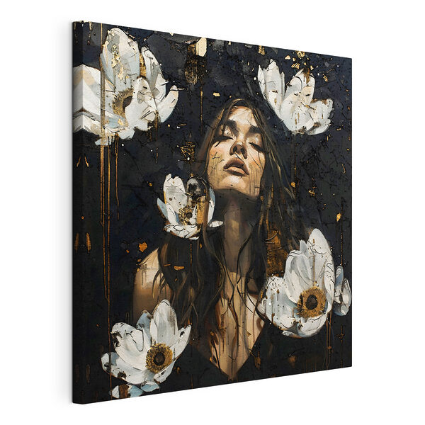 Cuadros Una mujer con el pelo largo y flores blancas (SKU: s38984) Cuadros Cuadros Una mujer con el pelo largo y flores blancas (SKU: s38984)