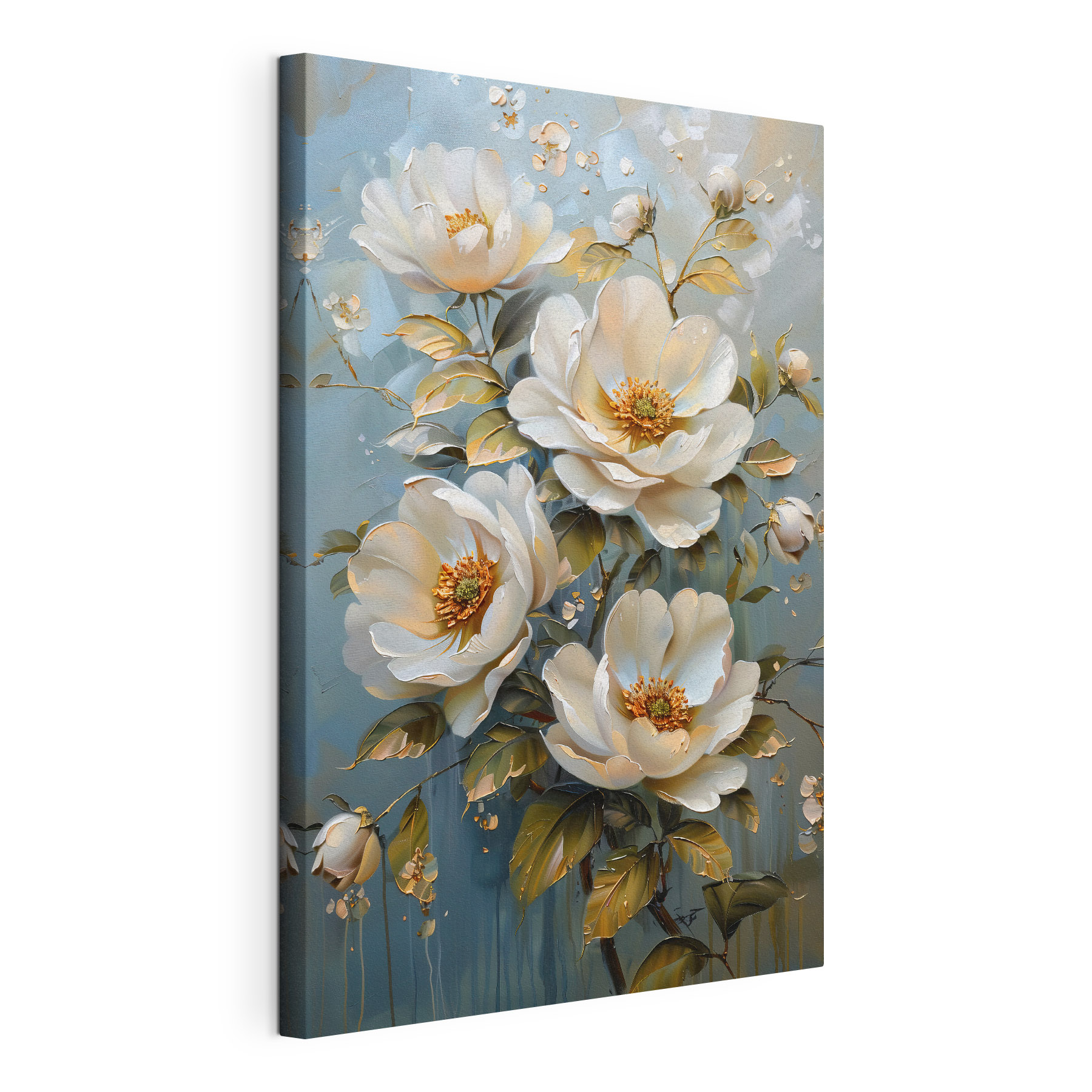 A painting of white flowers A painting of white flowers