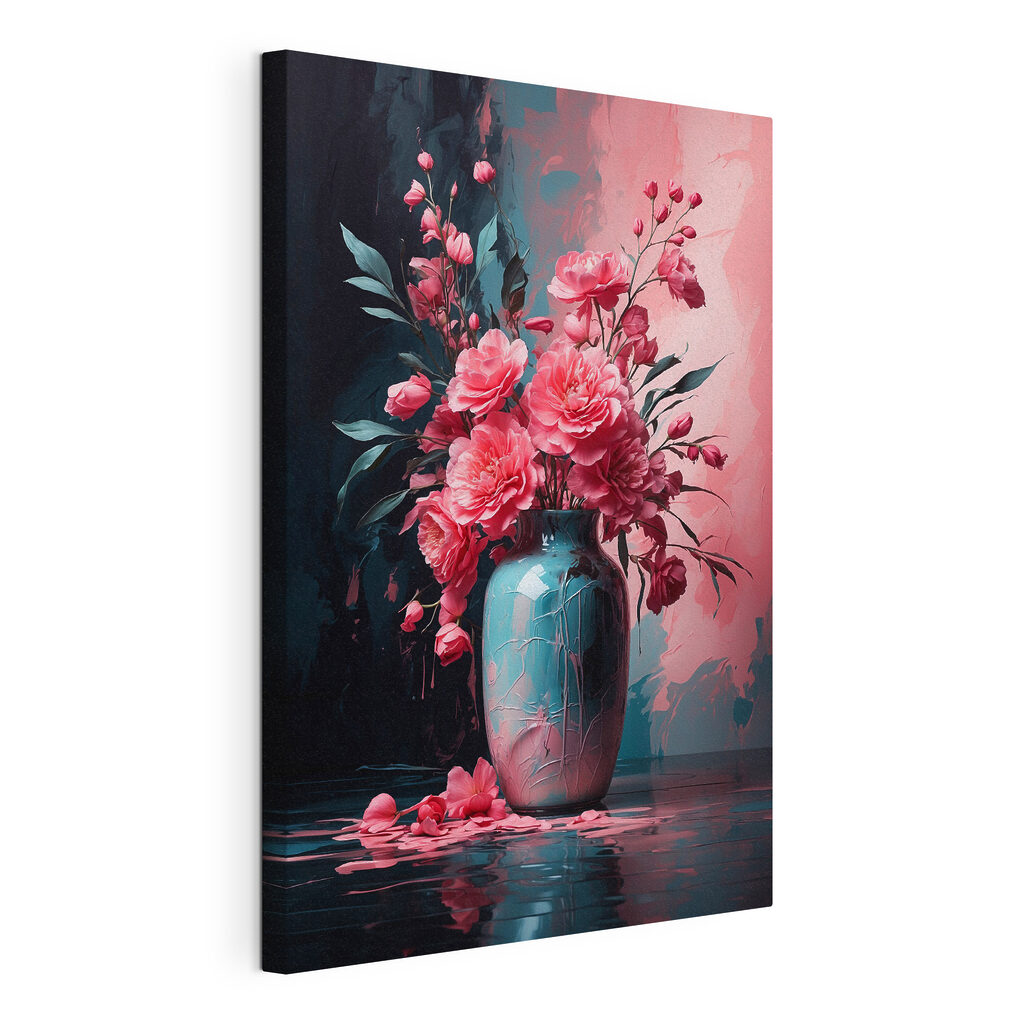 A vase with pink flowers A vase with pink flowers