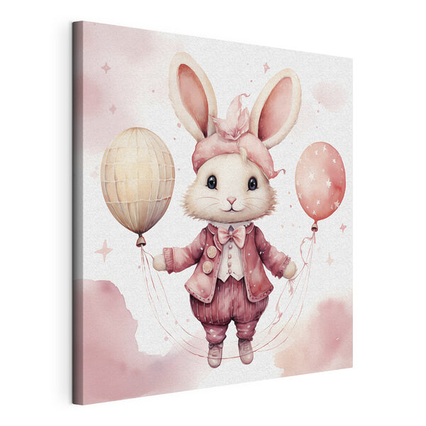 Cuadros Cuadros Una acuarela de un conejo con globos (SKU: s39021)