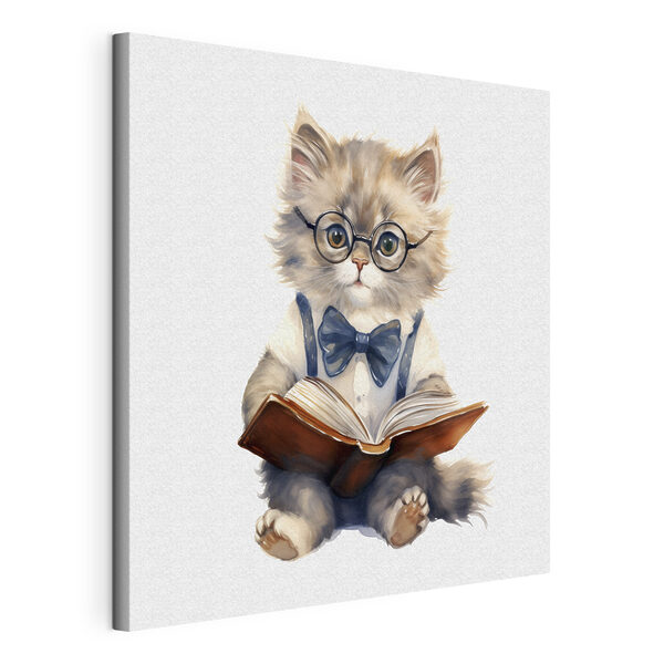 Cuadros Cuadros Un gato con gafas y pajarita leyendo un libro (SKU: s39023)