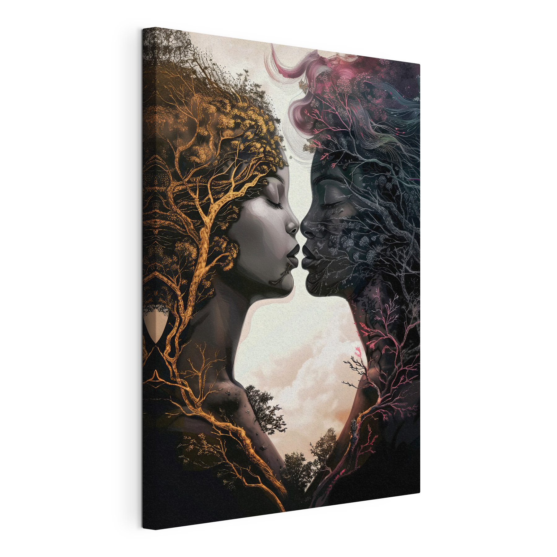 A woman's face with trees and branches A woman's face with trees and branches
