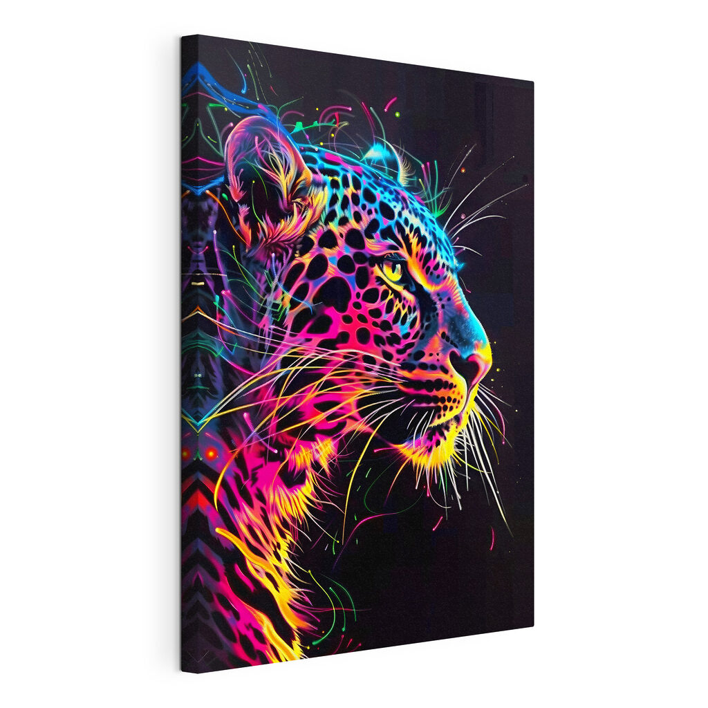 A colorful leopard with black background