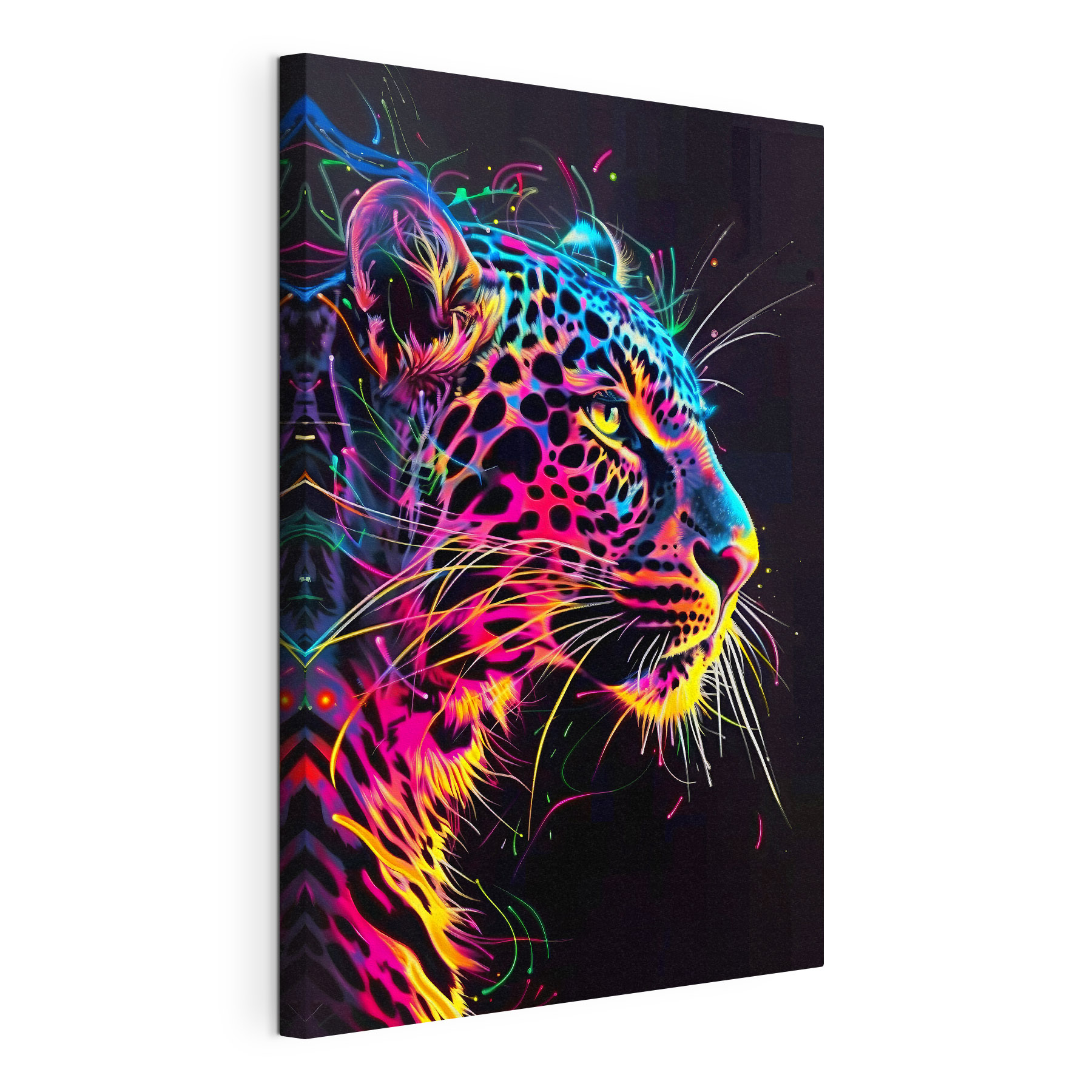 A colorful leopard with black background