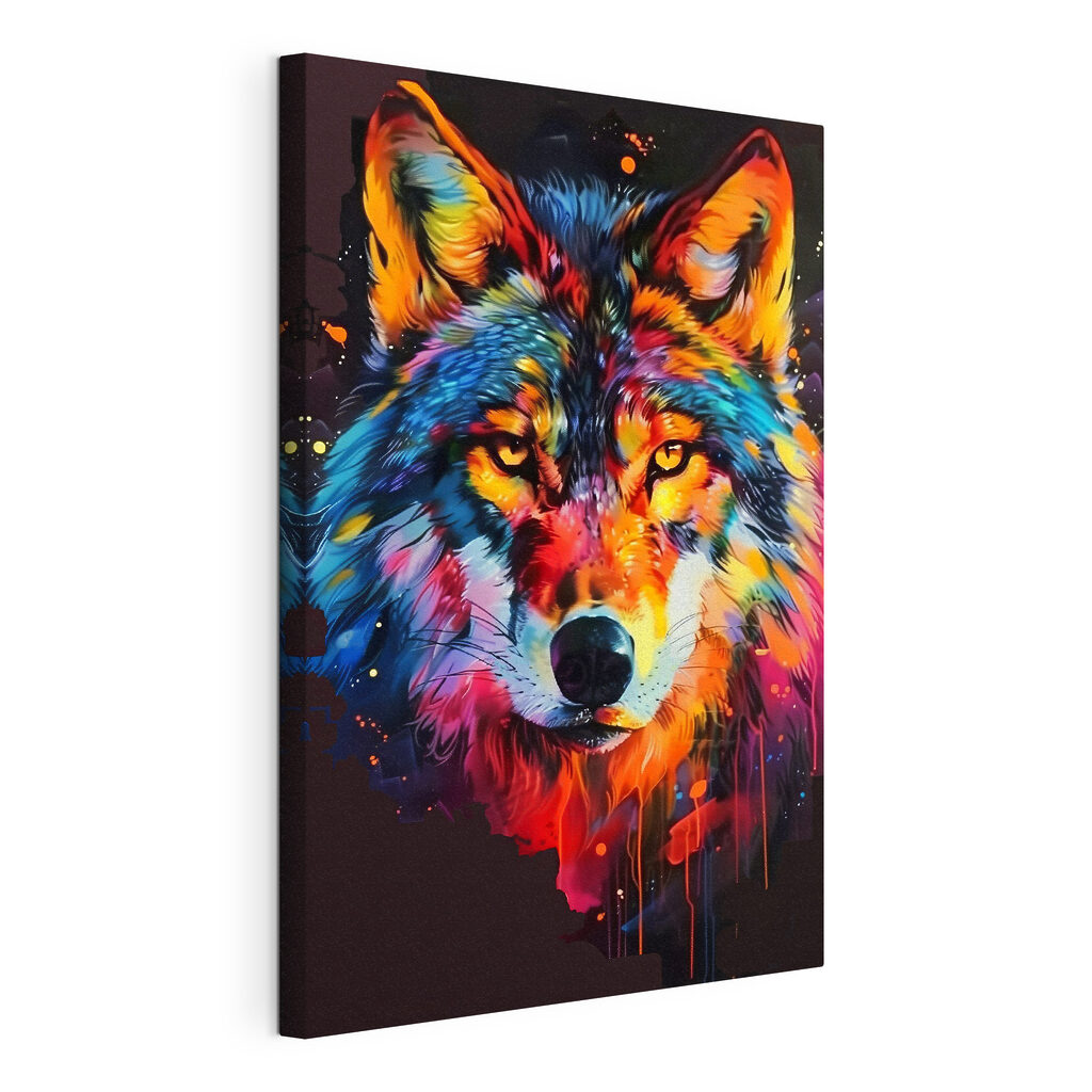 A colorful wolf with paint splashes A colorful wolf with paint splashes
