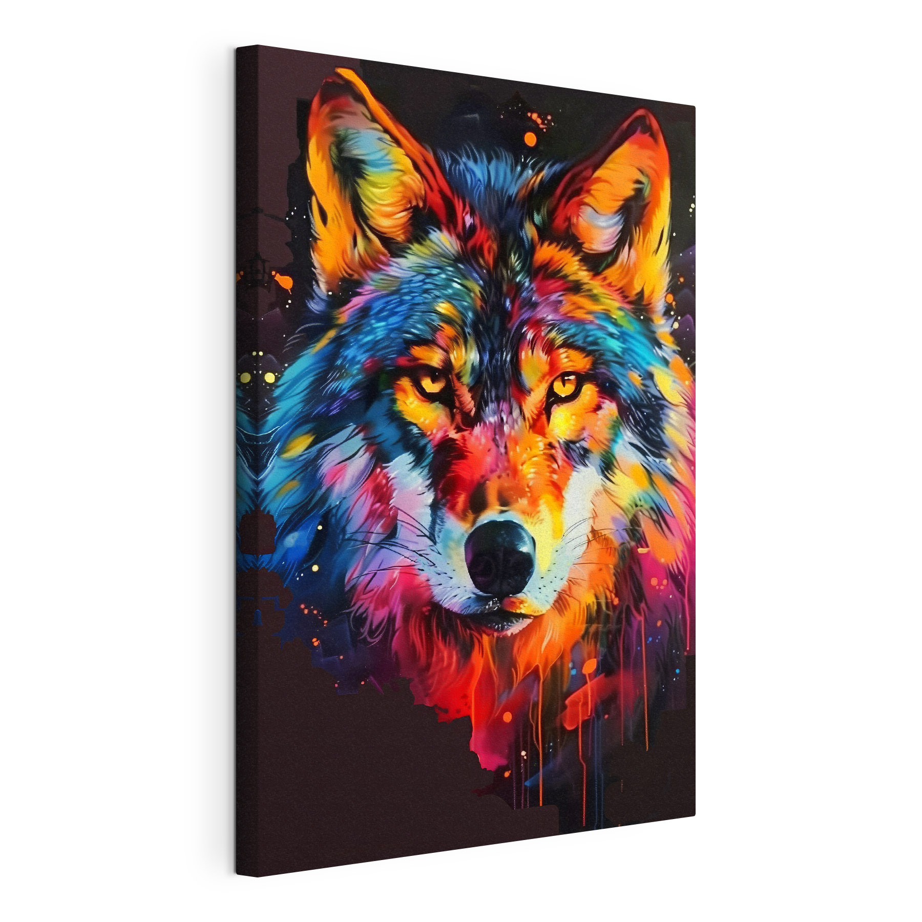 A colorful wolf with paint splashes A colorful wolf with paint splashes