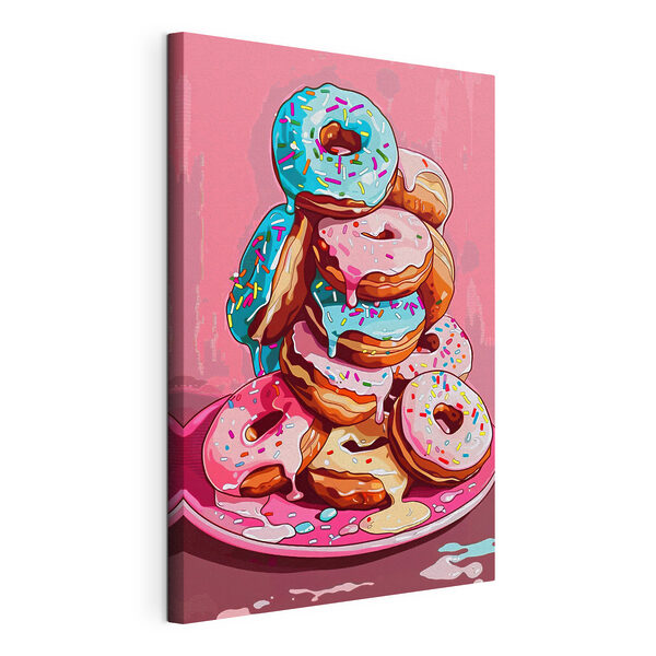 Cuadros Una pila de donuts con glaseado y virutas de colores (SKU: s39043) Cuadros Cuadros Una pila de donuts con glaseado y virutas de colores (SKU: s39043)